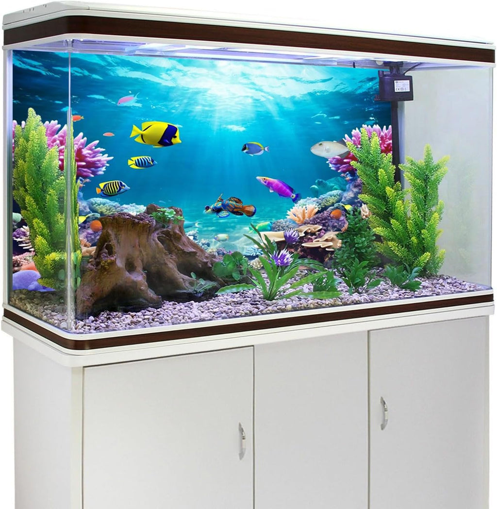 AWERT 36x18 inches Underwater World Fish Tank Background Undersea Theme Aquarium Background Polyester Colorful Coral Tropical Fish Tank Background