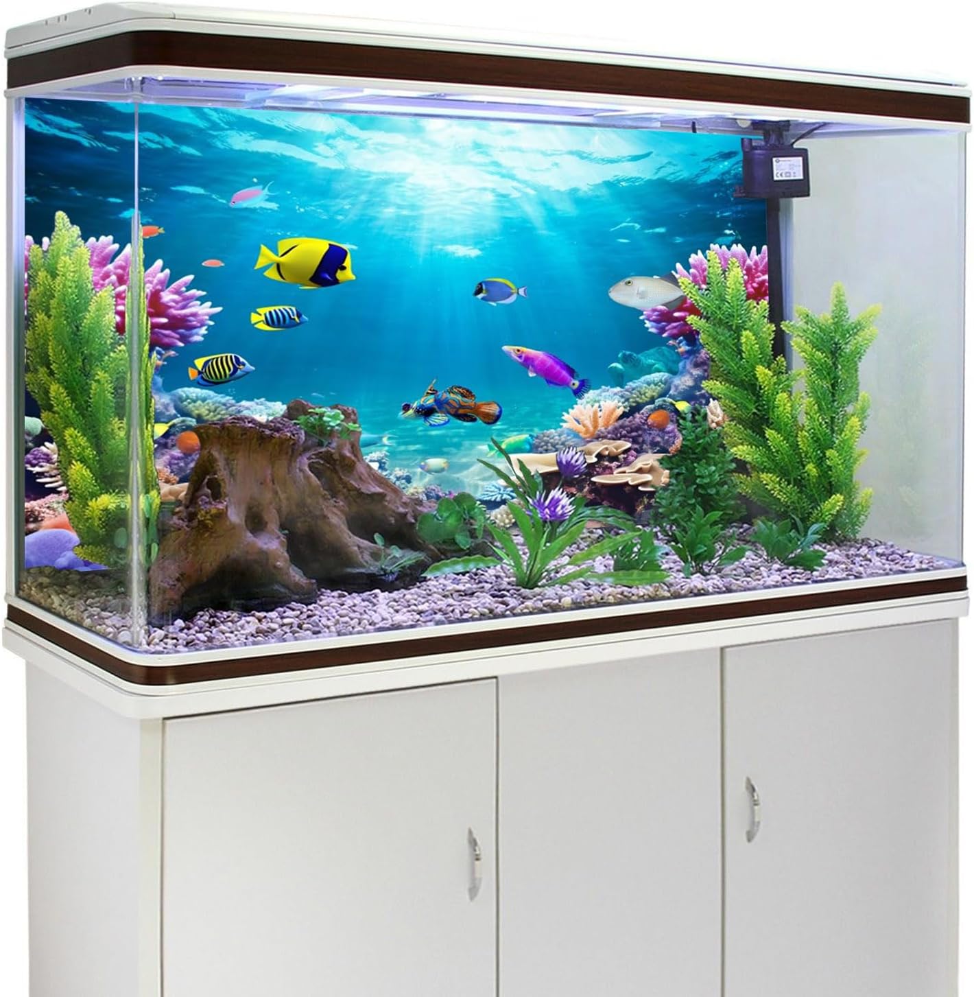 AWERT 48x18 inches Underwater World Fish Tank Background Undersea Theme Aquarium Background Polyester Colorful Coral Tropical Fish Tank Background