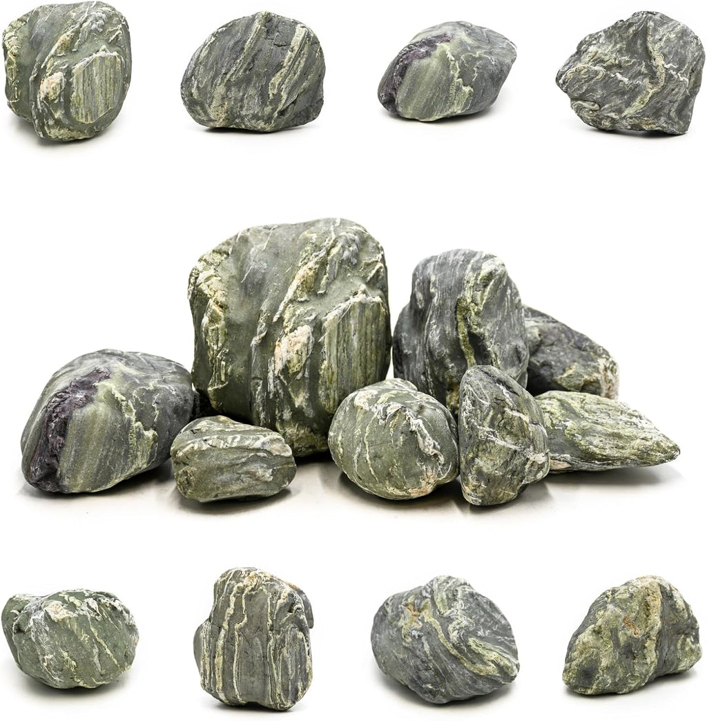 Aquarium Stone Green River Rock 40lb Rocks aquascaping Fish Tank Decor Rocks for Aquariums Fairy Gardens Model Railroads Dioramas Wargaming Mosaic Art(4-10inch/7Pcs)