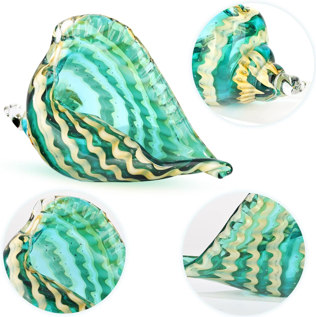 DOVDOV Blown Glass Conch Decorative Sculpture, Modern Glass Art - Conch Shell Decorative Statue, Shell Sculpture for Dining Table, Entryway, Coffee Table, Living Room, Kitchen, Shelf Filler.