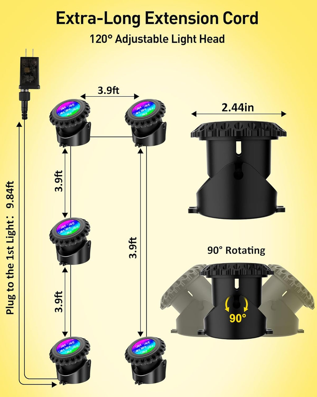 T-SUN Pond Light Led Underwater Submersible Fountain Lights Outdoor Underwater Fountain Lights Fish Pond Lights, Color Changing, IP68 Waterproof, Bluetooth App(Set of 5)