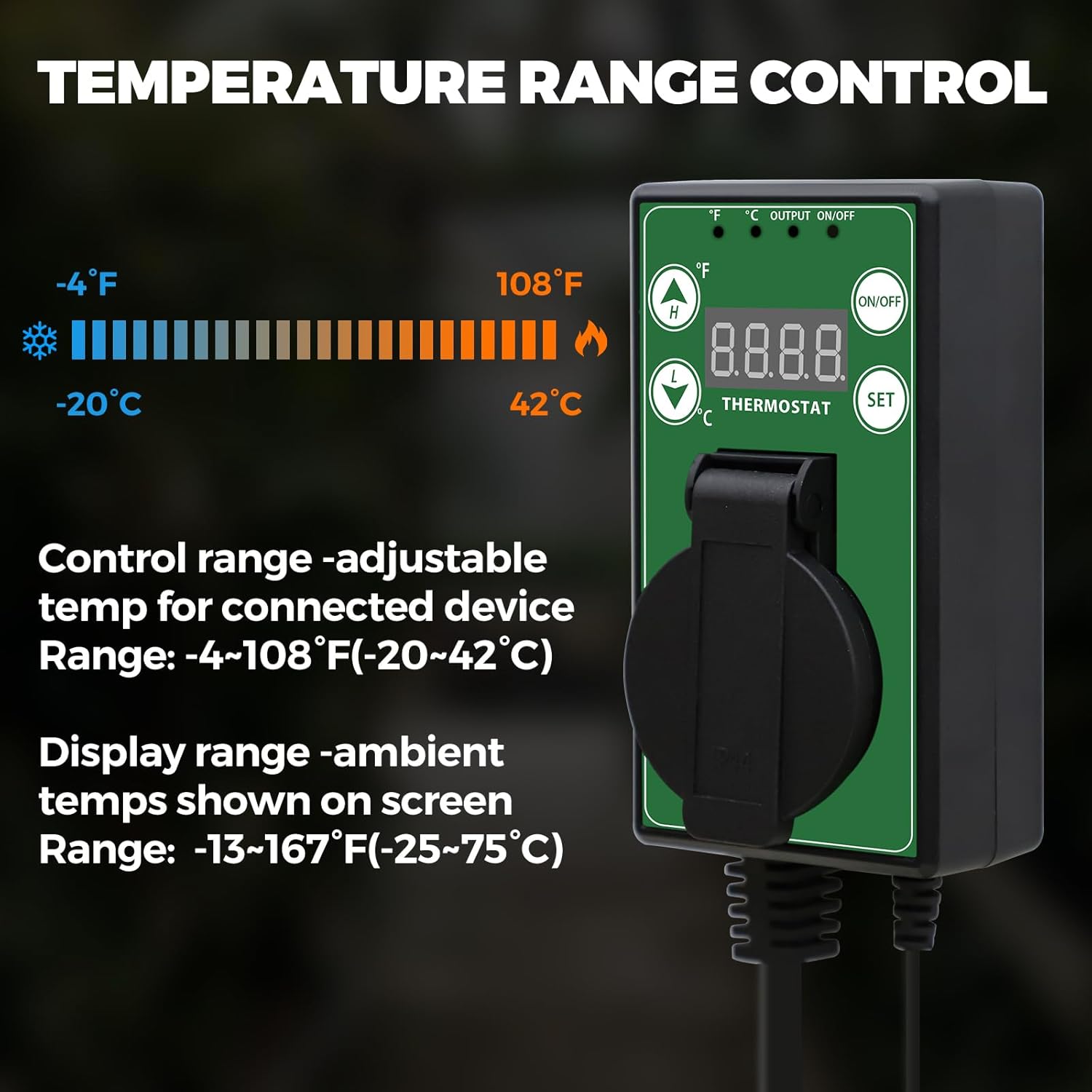 EAGLE PEAK Digital Heat Mat Thermostat Controller -4 to 108 °F for Heat Mat, Greenhouse, Heater Fan, Seedling, Germination, Fermentation and Reptiles, 15A/1500W, 2 Pack