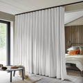 Room Divider Curtains Total Blackout Privacy Curtain Panel Room Thermal Insulated Noise Reduction Curtains for Bedroom Window Living Room Ceiling Track Curtain W 12.5 ft × H 9 ft White