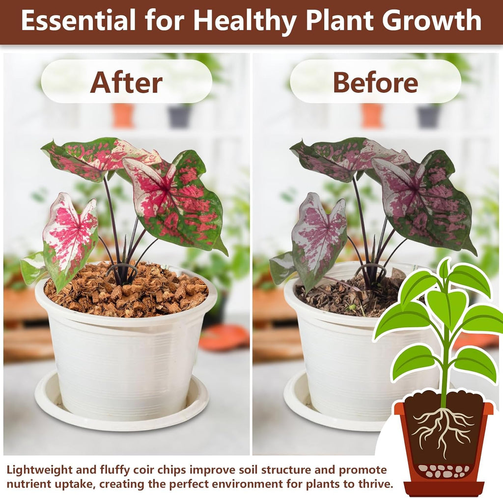 Legigo 4 Pack Coco Coir Chips for Plants- 4.4 LB 100% Organic Coconut Chips Brick Potting Mix with Low EC & PH Balance, Coconut Husk Substrate Coco Husk Mulch for Garden, Planting, Orchid and Soil Mix