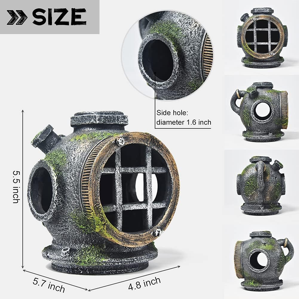 Fish Tank Decorations Betta Fish Accessories Disney Aquarium Decorations Clownfish House for Sleep Rest Hide and Play Scuba Helmet Wreckage Aquarium Décor Backgrounds