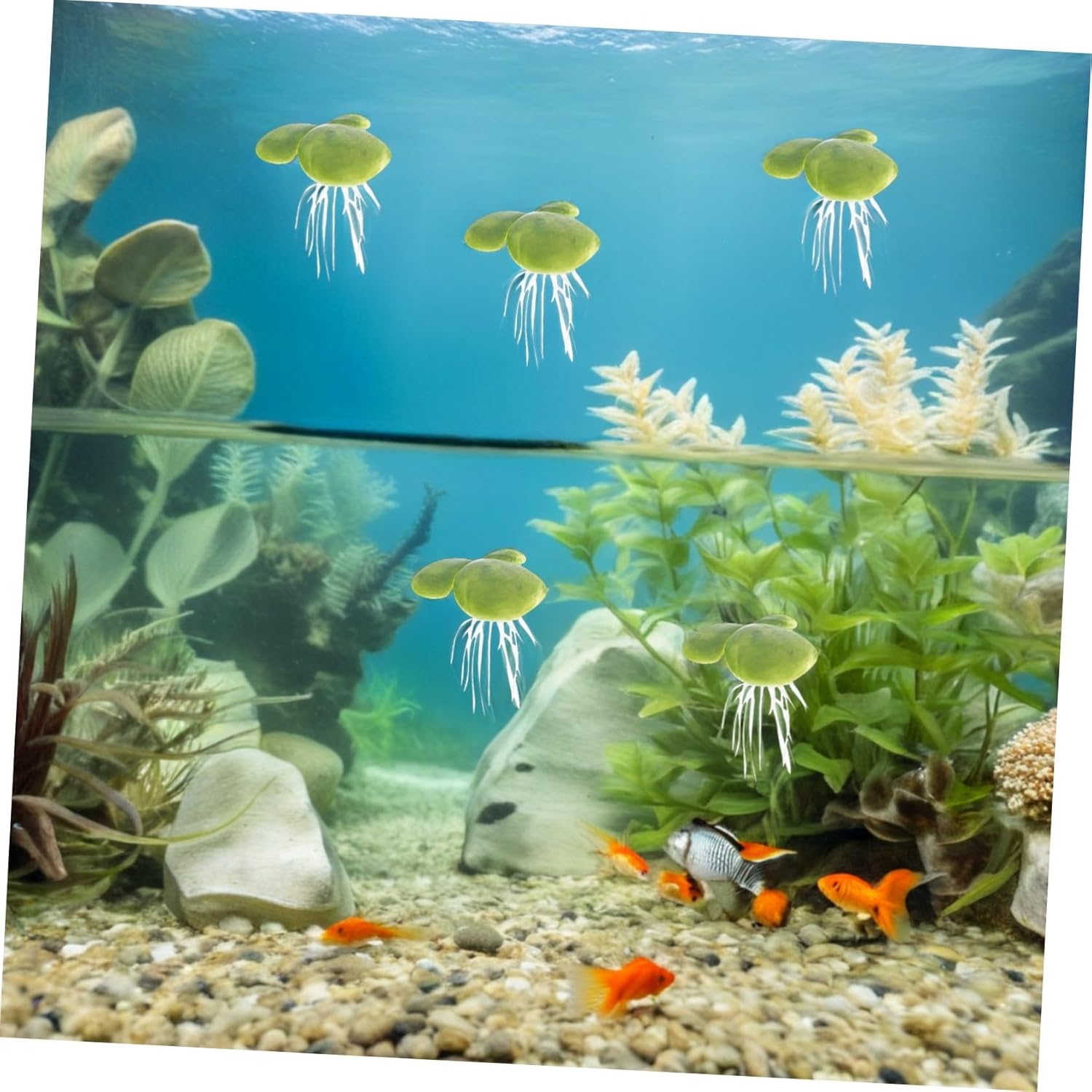18pcs Artificial Duckweed Aquarium Plant Decor Floating Fish Tank Ornament Lifelike Plastic Water Grass Landscape Decoration for Fish Bowls and Glass Tanks