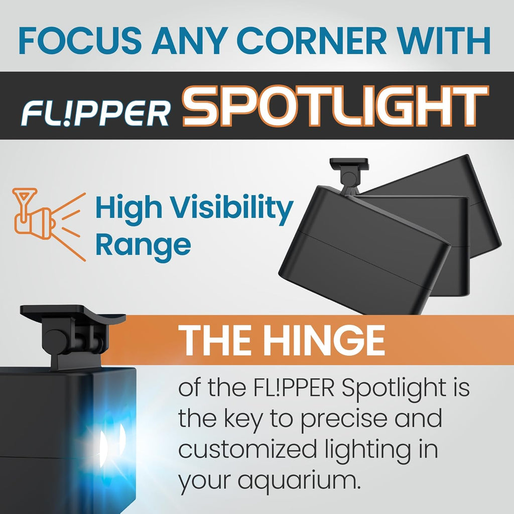 Flipper DeepSee MAGNIFIED Viewer Fish Tank Aquarium Rechargeable LED Spotlights with Dual LED and USB Recharging Cord