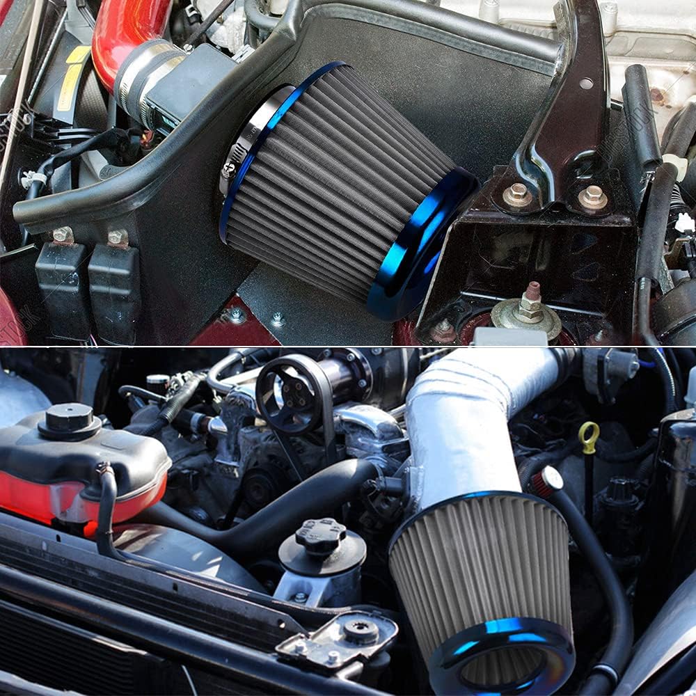 PTNHZ Universal Burnt Blue Neck 3" 76mm Car High Flow Cold Air Intake Air Filter Power Intake Air Inlet System Mushroom Head Air Cleaner