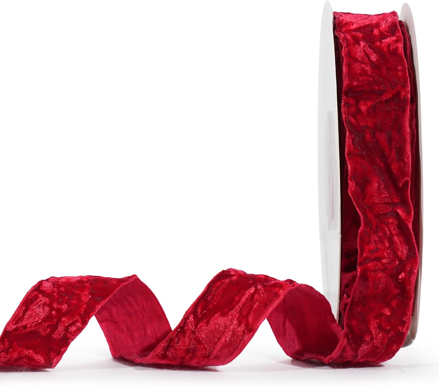 MAYREEL 1 Inch Red Crushed Velvet Ribbon Crimson Vintage for Flower Bouquets Wedding Invitations Crafts Gift Wrapping Party Favor Boxes 10 Yards