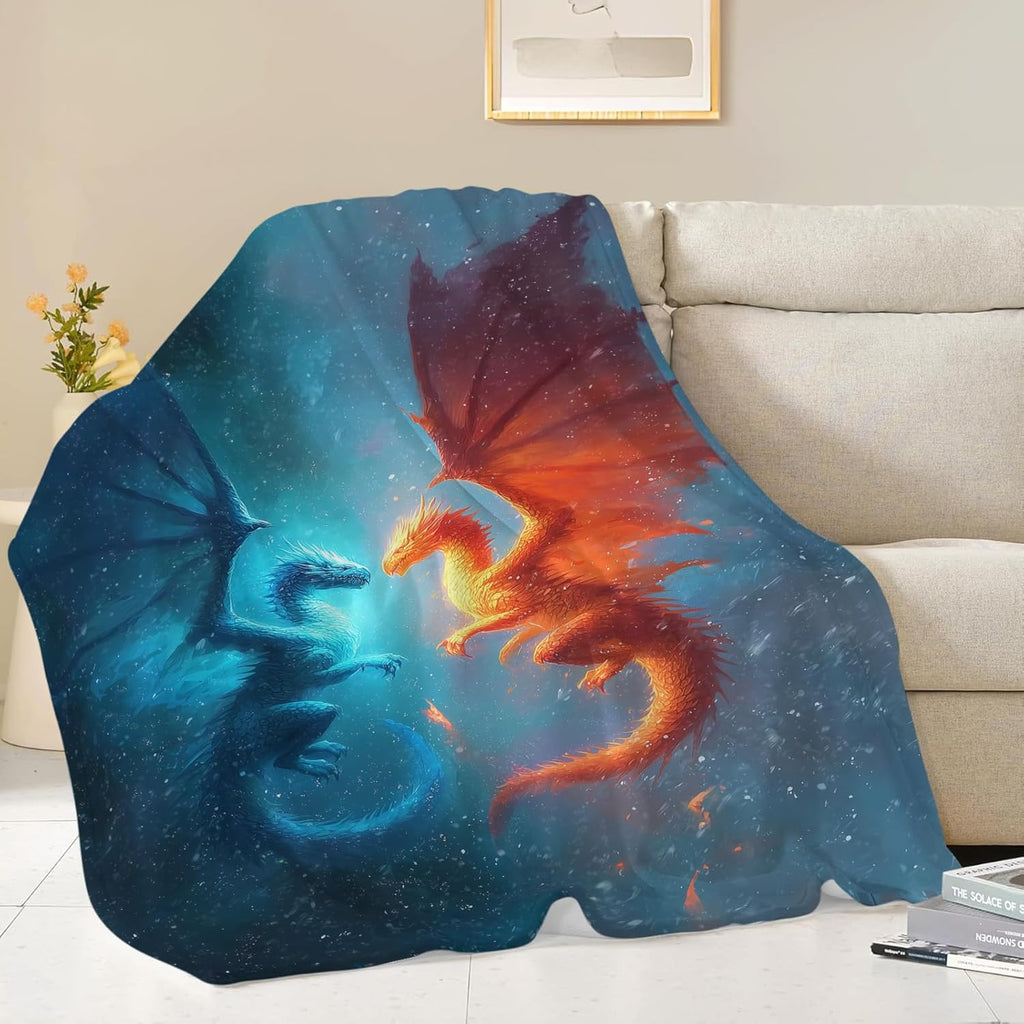 Dragon Throw Blanket Dragon Stuff Gifts for Kids Girls Boys Adults Women Men Soft Cozy Warm Plush Fluffy Fuzzy Fleece Blanket Decor 60''X80''