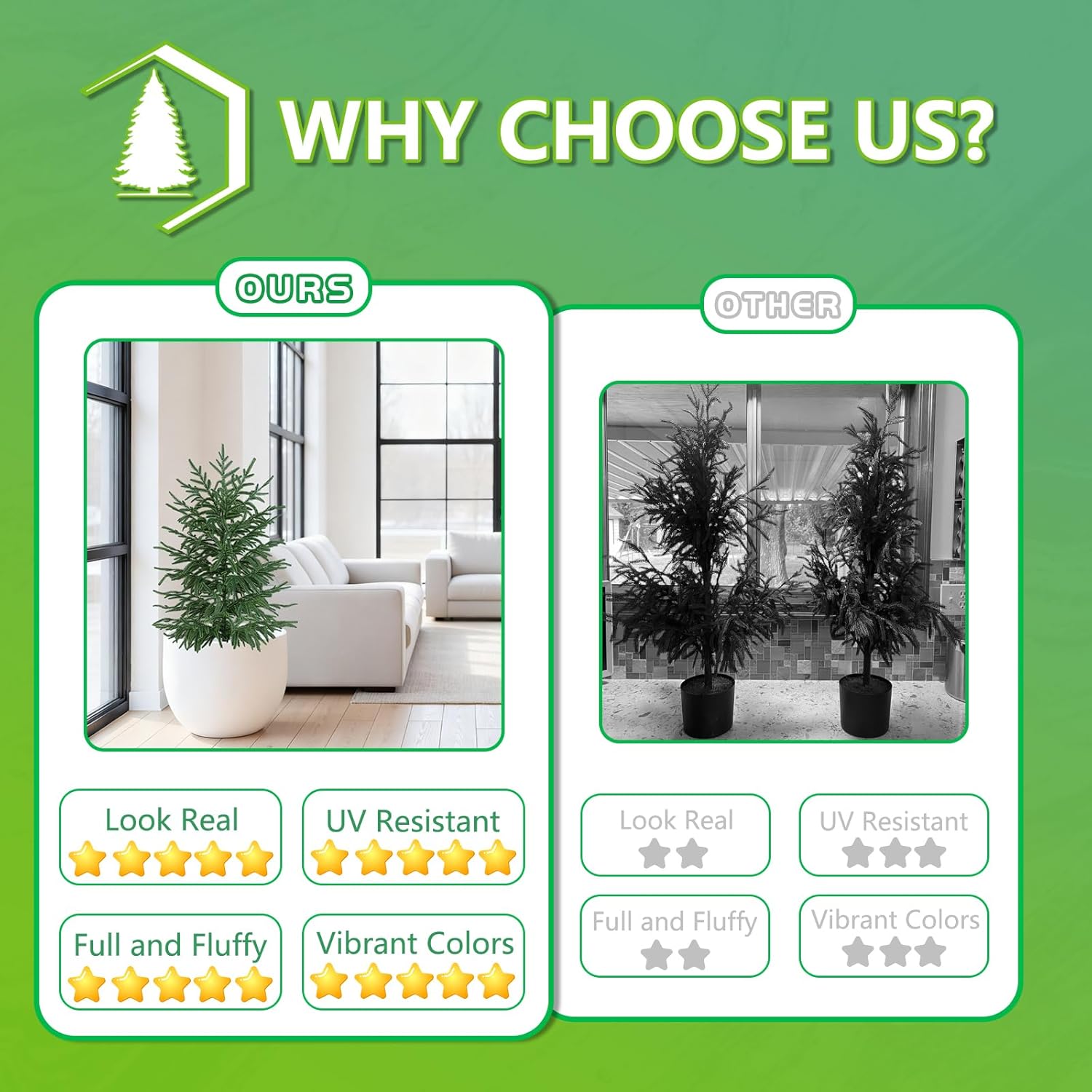3FT Artificial Norfolk Pine Tree, 1pc Artificial Christmas Tree Faux Potted Plants for Front Porch Christmas Indoor Outdoor Decor