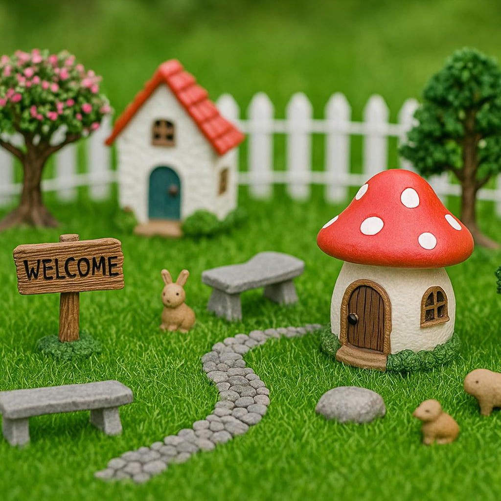 Shindel 12 Packs Fake Grass Decor for Crafts, 6" x 6" Fairy Artificial Grass for Miniature Garden, Dollhouse Ornament DIY Decoration