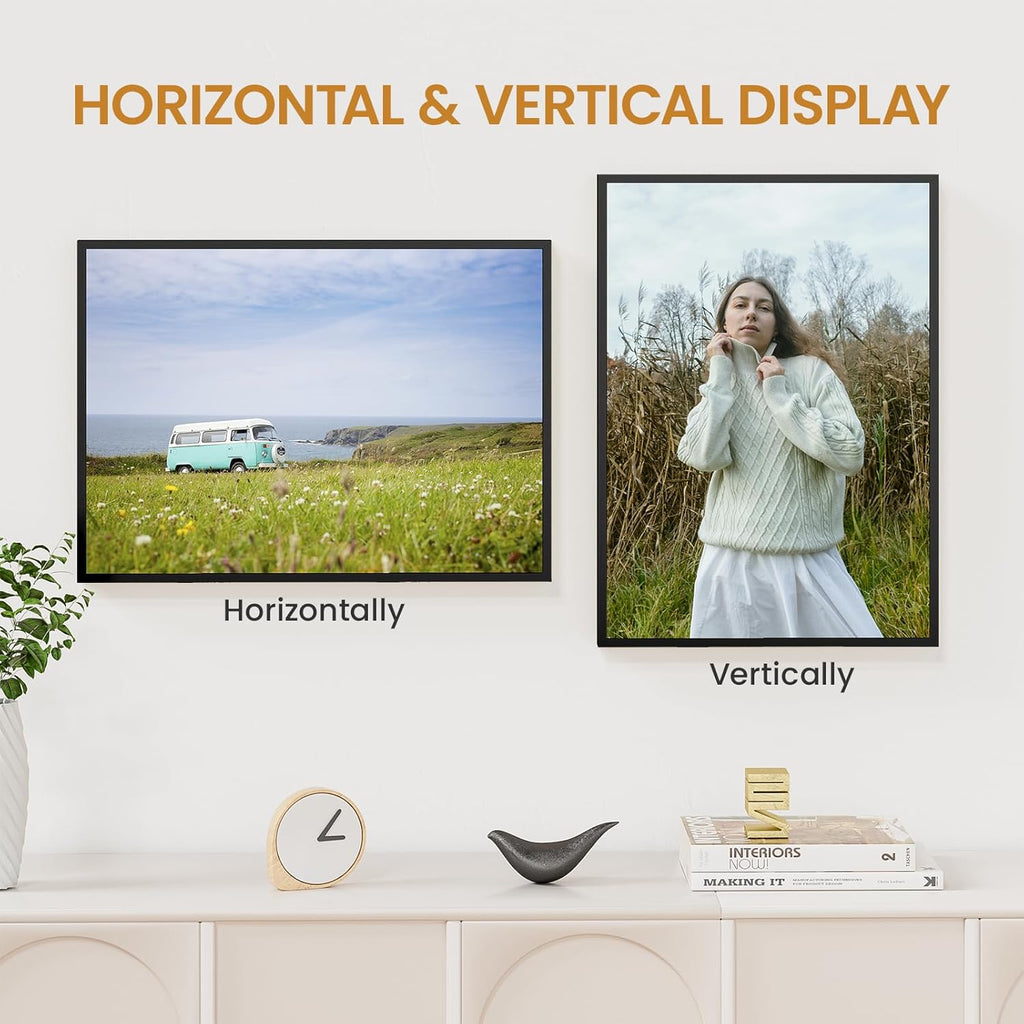 13x18 Aluminum Metal Picture Frame,Tempered Glass Black Photo Frame 13x18 for Family Photo,Posters,Art,Document to Wall Mount Horizontally or Vertically
