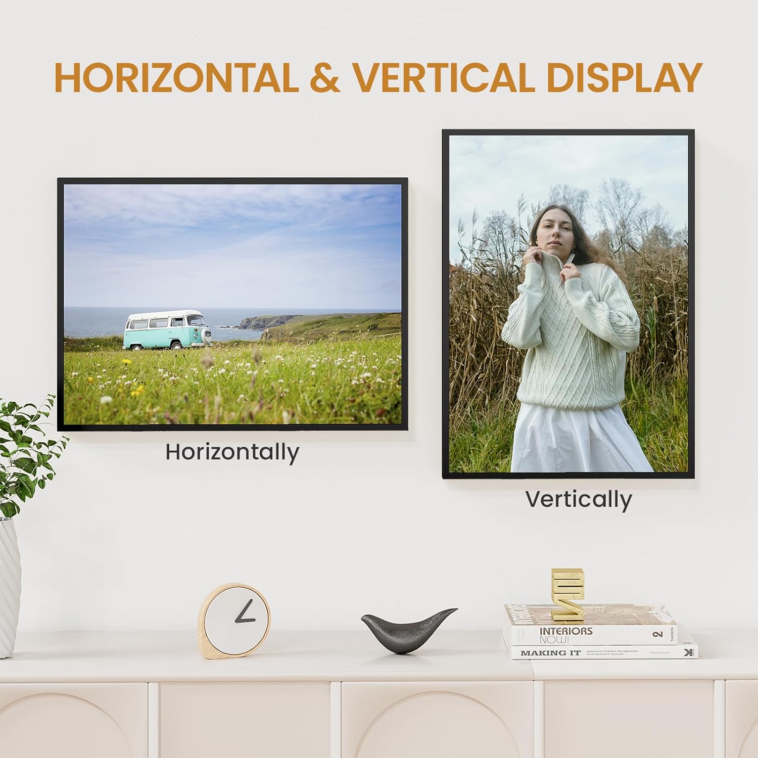 13x18 Aluminum Metal Picture Frame,Tempered Glass Black Photo Frame 13x18 for Family Photo,Posters,Art,Document to Wall Mount Horizontally or Vertically