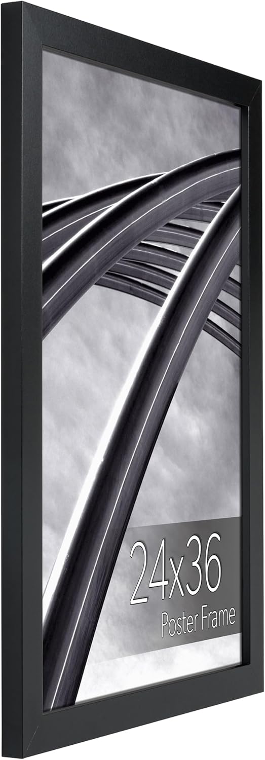 wallsthatspeak 24x36 Poster Frame, Black Frame for Vertical and Horizontal Formats, Clear Plexiglass