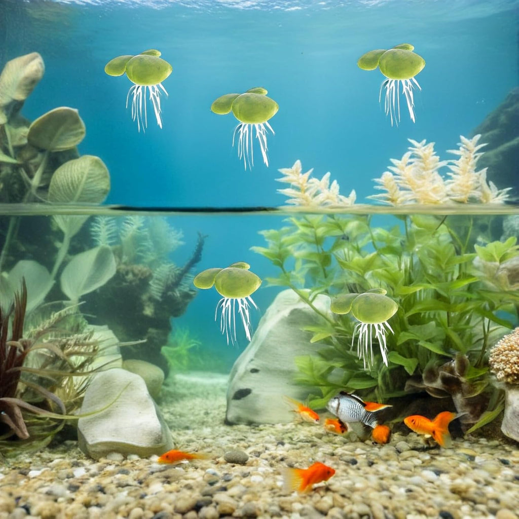 18pcs Artificial Duckweed Floating Aquarium Plants Plastic Fish Tank Decor for Freshwater Tanks Providing Shade and Natural Landscape Effect