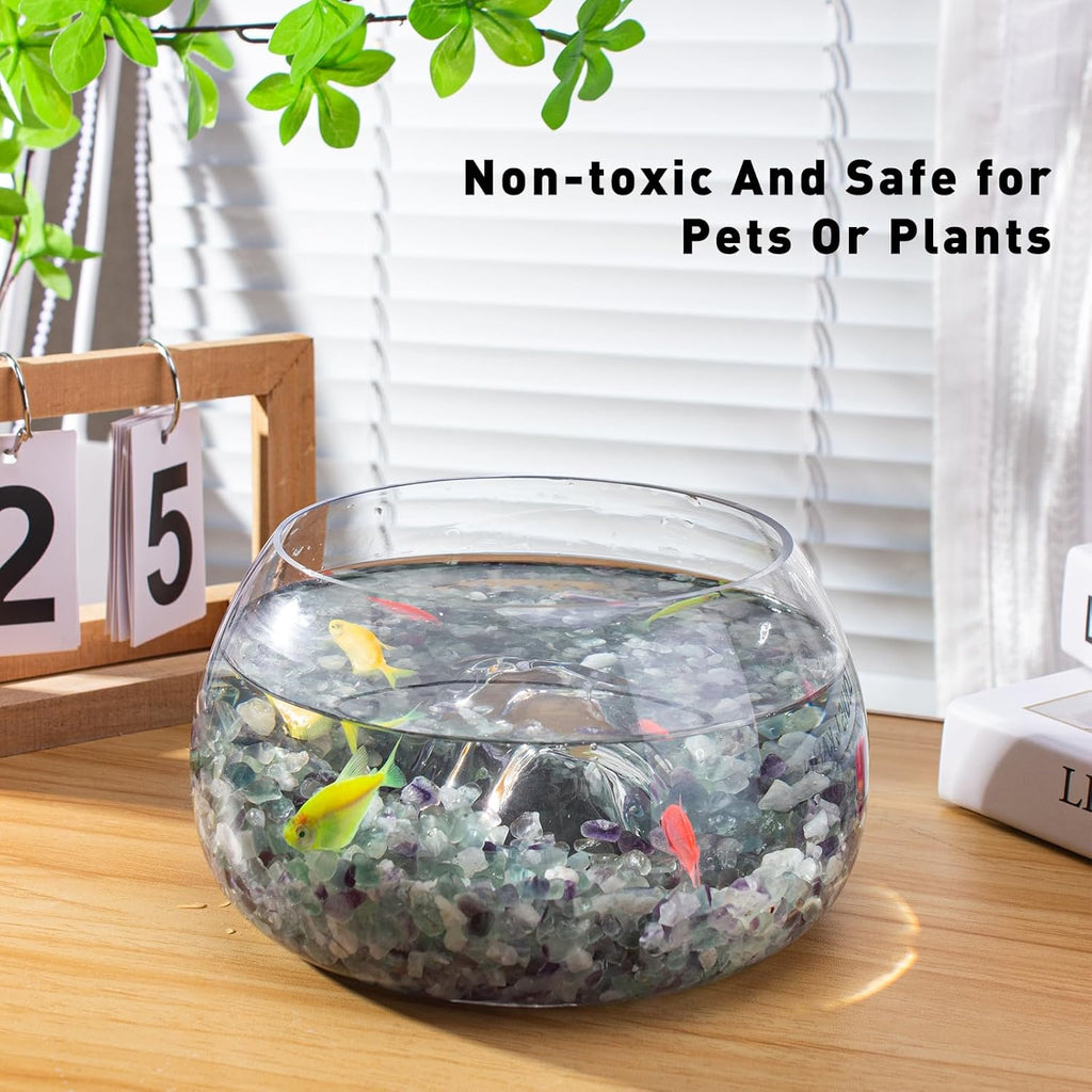 14 Oz Fluorite Aquarium Gravel Rocks Crystal Chips Stones, Natural Tumbled Healing Crystal Chips Bulk Polished Crushed Stones Pebbles for Vase Fillers, Aquarium and Home Decoration, 5-7mm