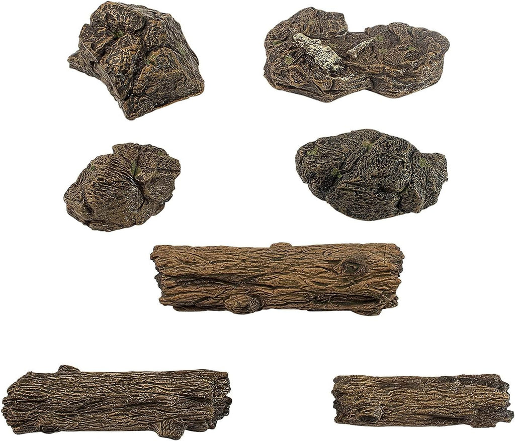 Warmtree Artificial Tree Stump Mini Garden Figurines Stumps Ornaments Miniature Stone Rock Statue for Micro Train Landscape Railway Sand Table,Pack of 7