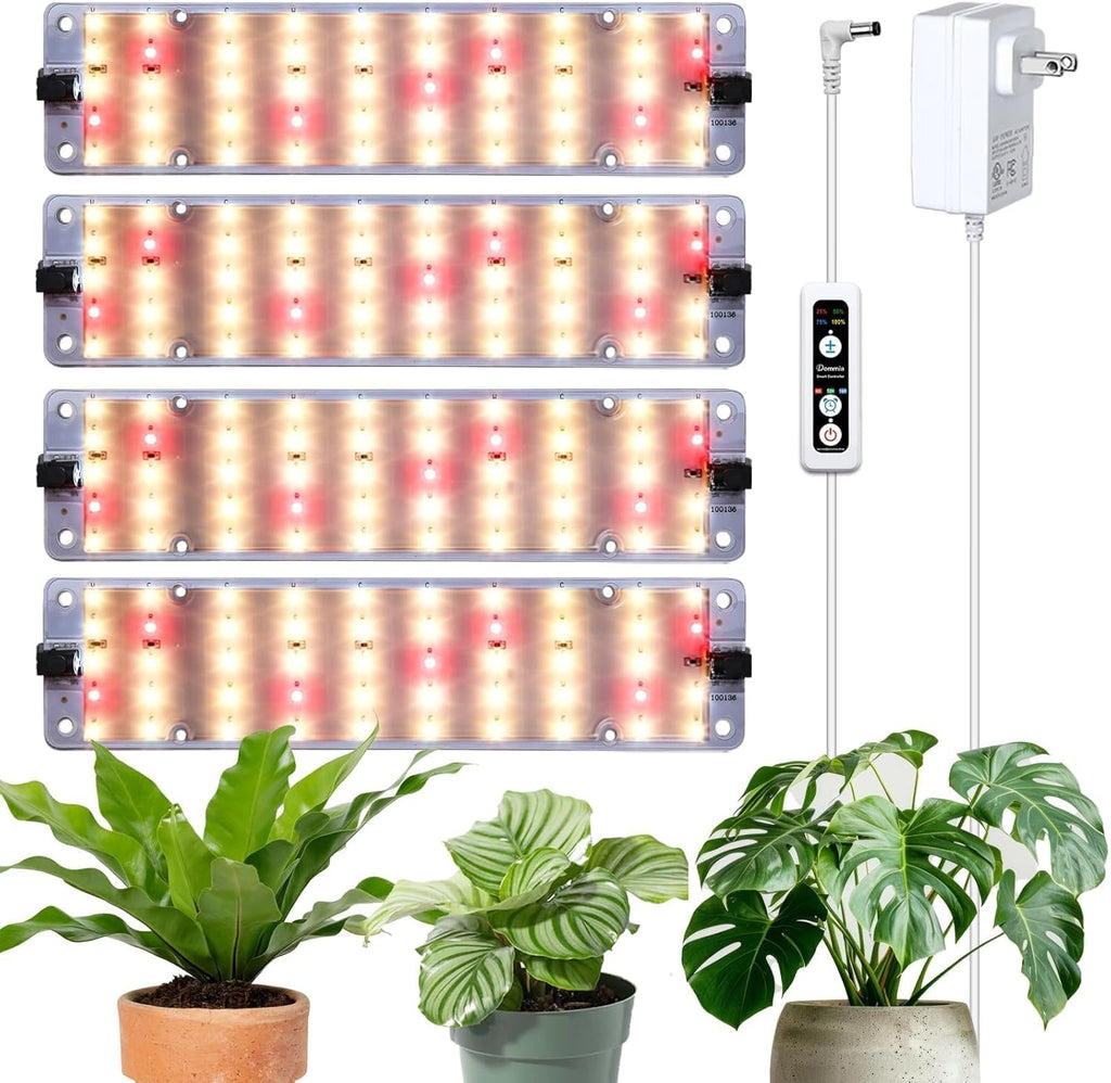 DOMMIA Grow Lights, 40W Linkable Grow Lights for Indoor Plants Full Spectrum, 6/12/16h Timer, Dimmable Ultra-Thin Plant Lights for Indoor Growing, Warm White, 2-Set