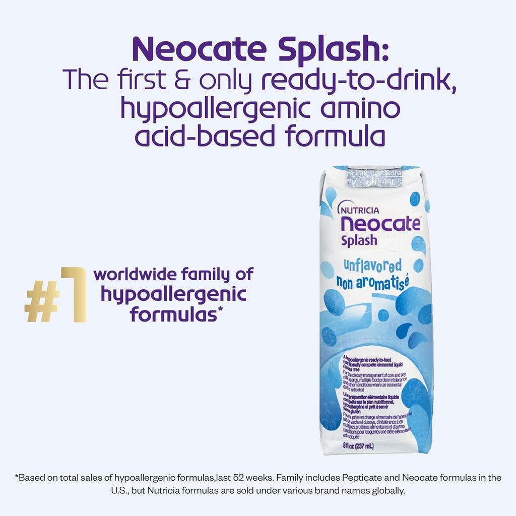 Nutricia Neocate Splash - Ready-to-Feed Hypoallergenic, Amino Acid-Based Toddler and Junior Formula - Unflavored - 8 fl oz (Case of 27)