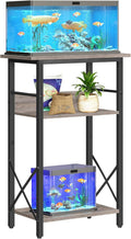 HOOBRO 10 Gallon Aquarium Stand, 3-Tier Fish Tank Stand with Storage, Reptile Turtle Tank Stand with Metal Frame, 20.5" L x 11" W , Greige BG52FT01