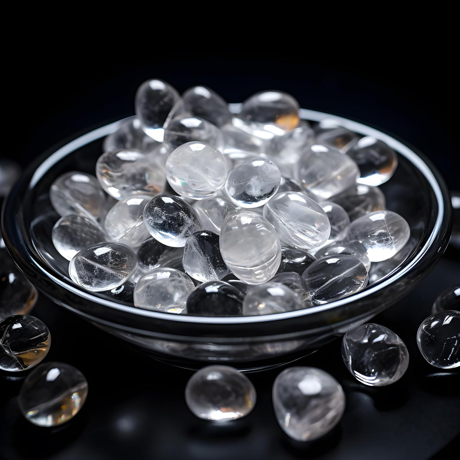 Polished Clear Quartz Crystals - 72 Pcs, 0.5" 10 oz Handpicked Natural Tumbled Gemstones Rocks, Pebbles for Reiki, Chakra, Healing Home Decor