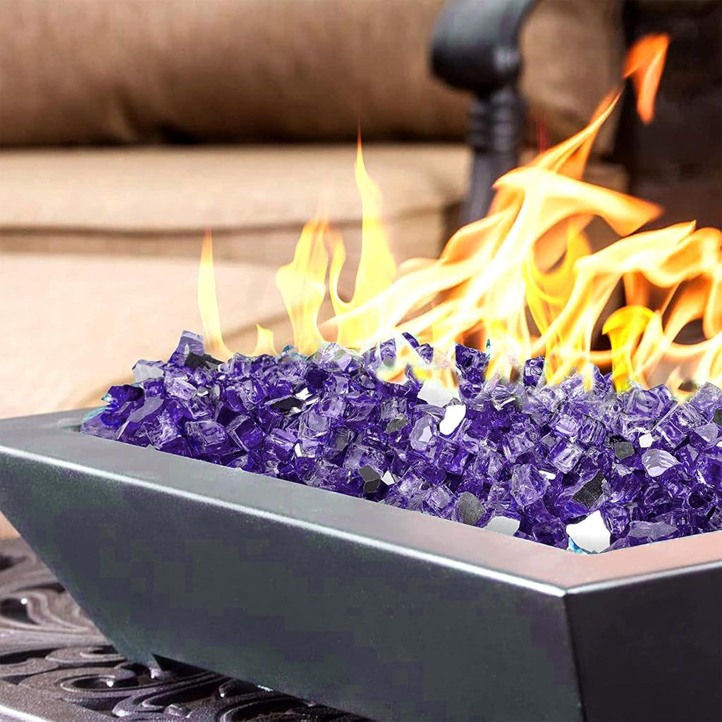 onlyfire 10 Pounds Fire Glass for Propane Fire Pit, 1/4 Inch Reflective Firepit Glass Rocks for Gas Fireplace and Fire Pit Table, Purple