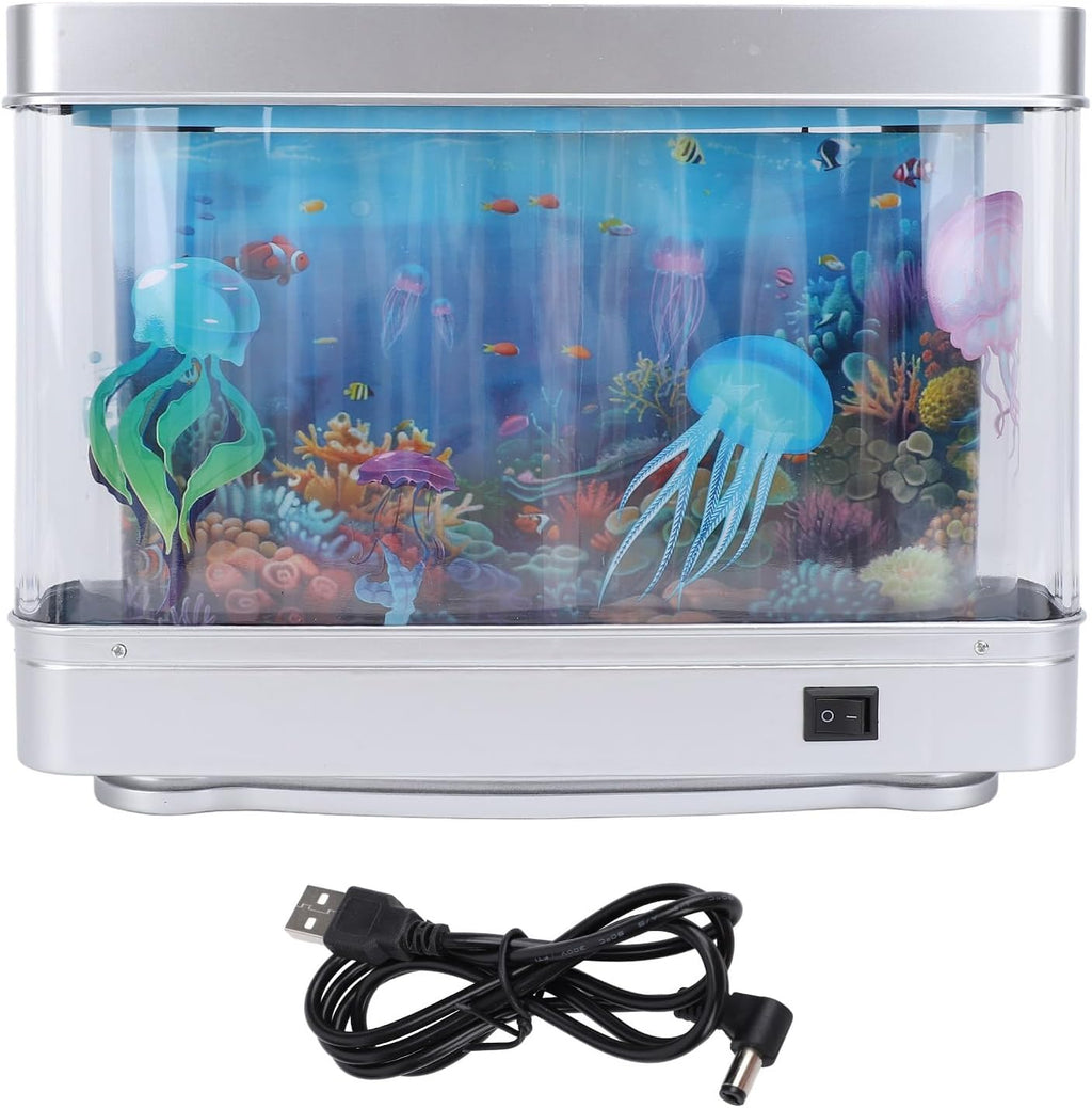 SUNGOOYUE Decorative Fake Aquarium Lamp with Moving, White LED Light, 5V USB Plug for Bedroom Relaxation