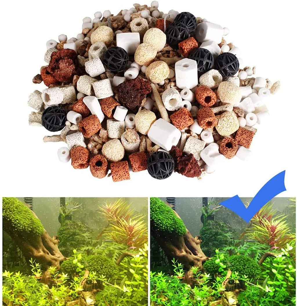 GOLDEAL Bio Balls Ceramic Rings Set, Aquarium Biological Filter Media with Mesh Bag for Fish Tank and Pond, Fish Tank Filter, Decorations, Accessories (3Pack, 3.3lbs)