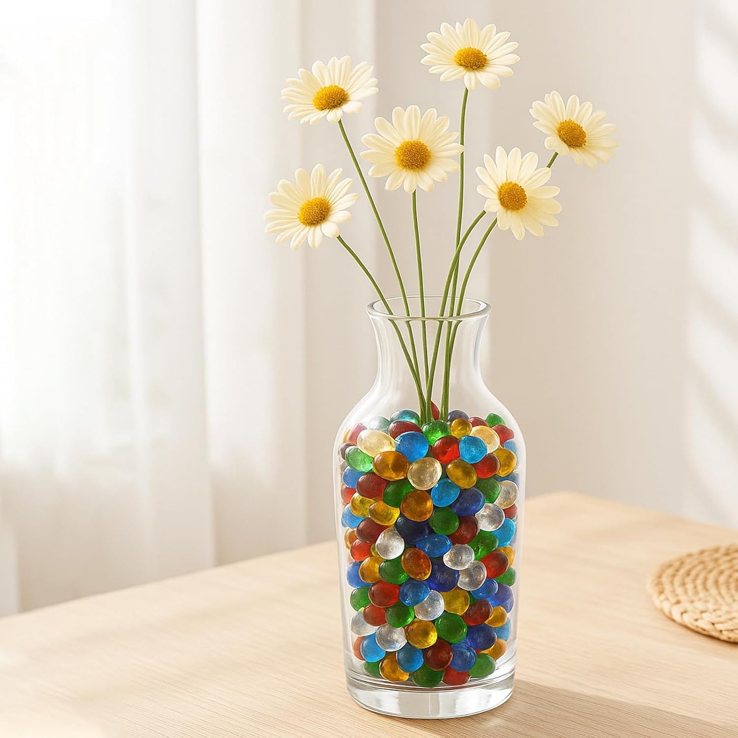 Sea Glass Stones - Brown Clear Glass Pebbles Gemstones - Perfect for Aquarium Rocks, Fish Tank Gravel, Vase Fillers, DIY Crafts, and Home Decor (0.9LB/14oz)