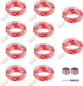 ANGMLN 10 Pack Valentine's Day Red Fairy Lights Battery Operated 9.8' 30 LED Mini Christmas String Lights for DIY Crafts Wedding Party Patriotic Ceremony Valentine's Day New Year Decoration