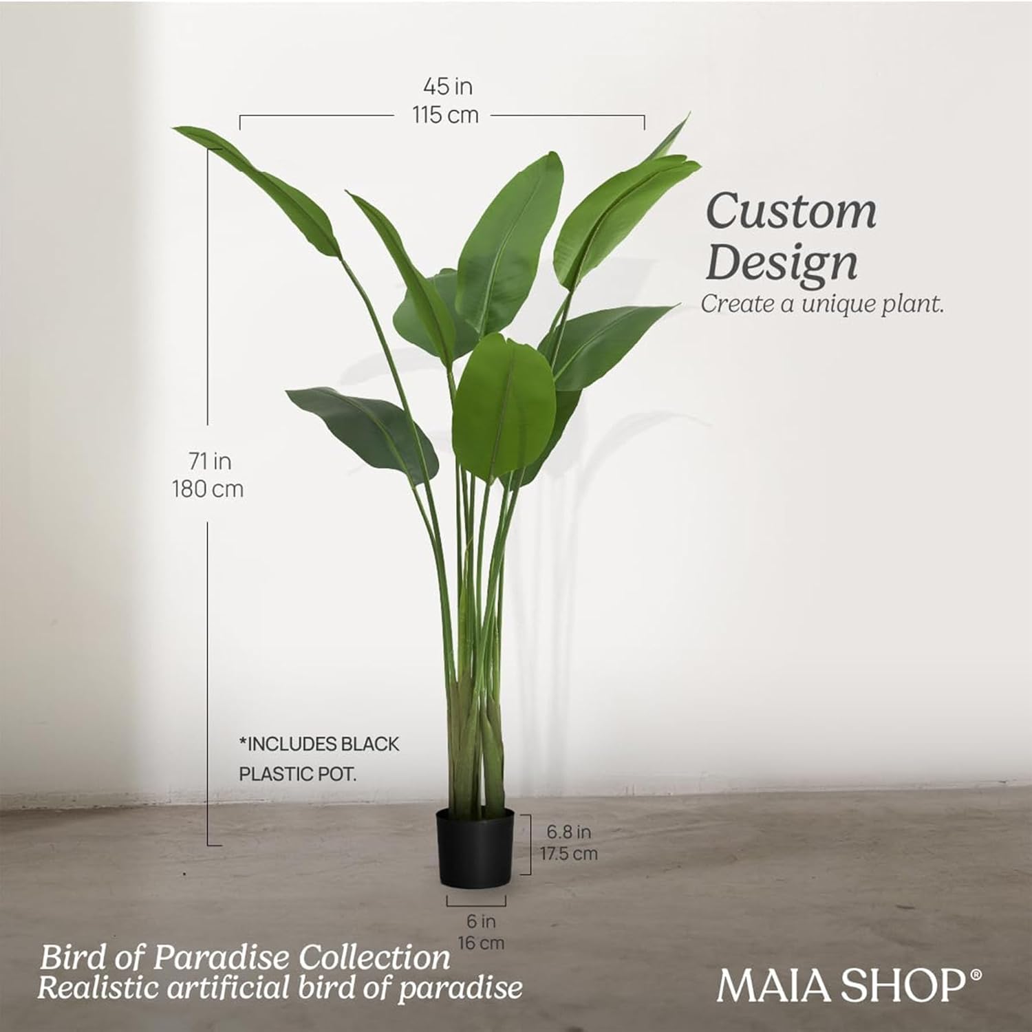 Maia Shop 6ft Artificial Bird of Paradise Plant for House, Apartment or Office – Realistic Fake Indoor Plants for Living Room, Kitchen, Bedroom, Entryway or Patio – Faux Greenery for Home Décor