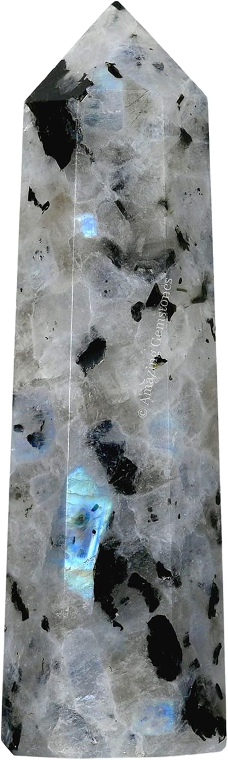 Amazing Gemstone Rainbow Moonstone Crystal Towers ~ Natural Healing Crystal Point Obelisk for Reiki Healing and Crystal Grid (2" to 3" INCH)