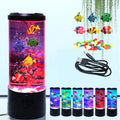 Fake Fish Tank Aquarium Lamp,Bubble Fish Lamp with 6 Artificial Fishes Night Lights, Sensory Gifts for Kids Adults, for Rooms, Offices, and Living Spaces Decor