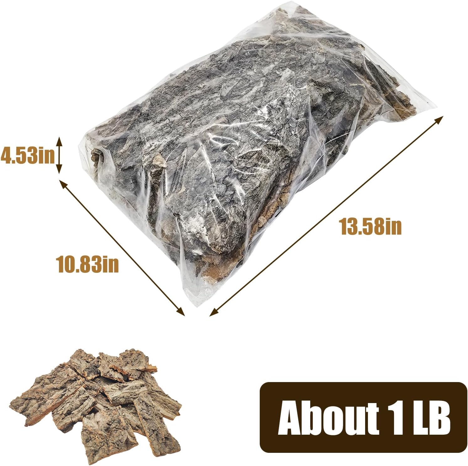 VCEPJH Reptile Bark Bedding,1 LB Natural Cork Bark for Reptiles Flat Cork Wood Terrarium Substrate Tank Supplies for Snake Spiders Bearded Dragons Hermit Crabs Geckos