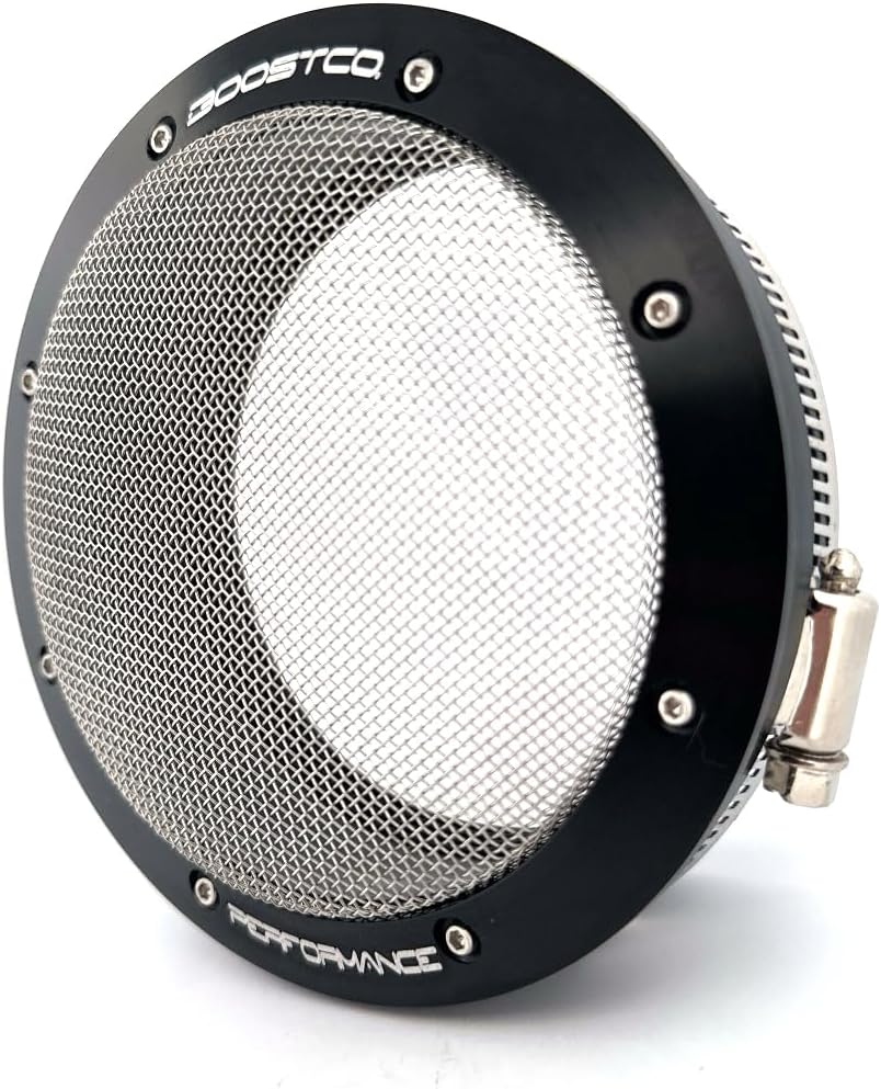4" Turbo Inlet Screen – High Flow Stainless Mesh Filter – Cone Filter Replacement for Tight Bays & Race Builds – Street Version (Black, 4 inch Inlet)