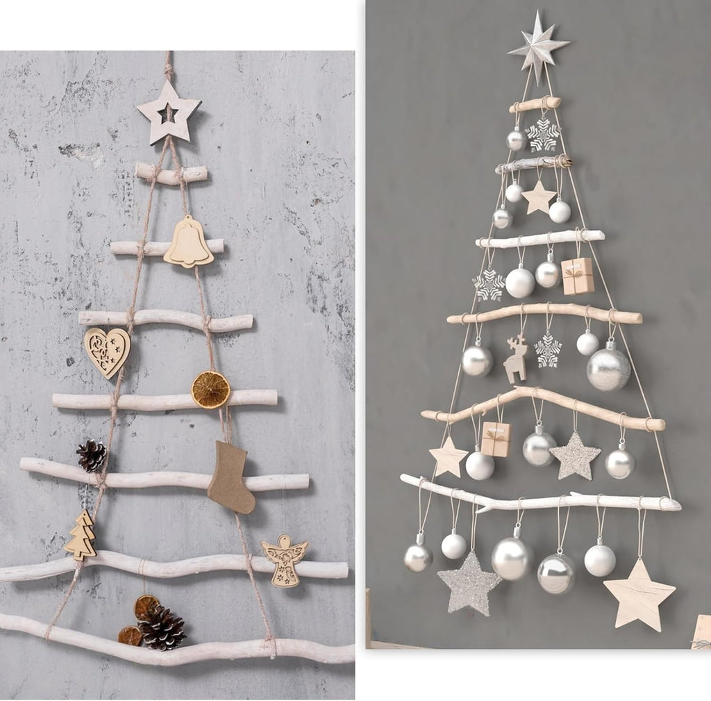 50Pcs Natural Twigs, Driftwood Branches, Unfinished Timber Rods for Model Making, Home Decor & Art Supplies (White 40CM)