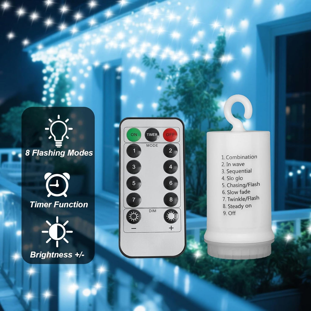 200 Led Fairy String Lights with Remote Timer, Firefly Bunch Lights Battery Operated, 8 Flashing Modes 10 Strand, Waterfall Twinkle Lights for Indoor Outdoor Halloween Christams Decor, Cool White