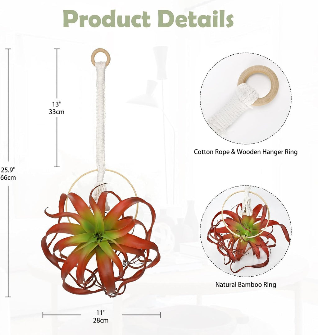 Artificial Fall Hanging Plant Fake Air Plants 11 Inch Burgundy Real Touch Lifelike Faux Succulents Plants for Home Garden Office Indoor Outdoor Decor Red