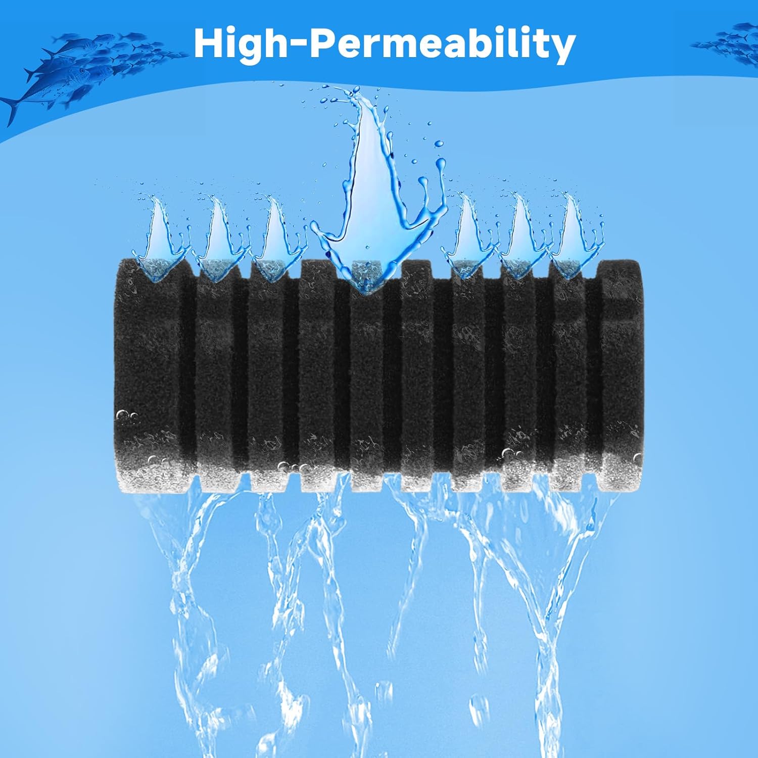 AQQA 4 Pack Aquarium Sponge Filter Replacement for AQ016-S