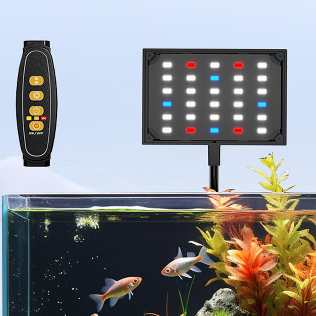 POCREATION On Aquarium Light, USB Powered LED Dimmable 10 Speed Brightness Timing Control Fish Clamp Light with Multiple Color Changes, for Home Indoor