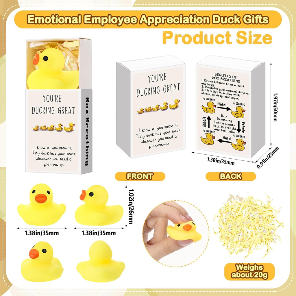 Wettarn 24 Sets Appreciation Gifts Duck Stress Balls with Support Gift Boxes Positive Party Favors for Employee Coworker Friend Office Stress Relief Toys Desk Decor