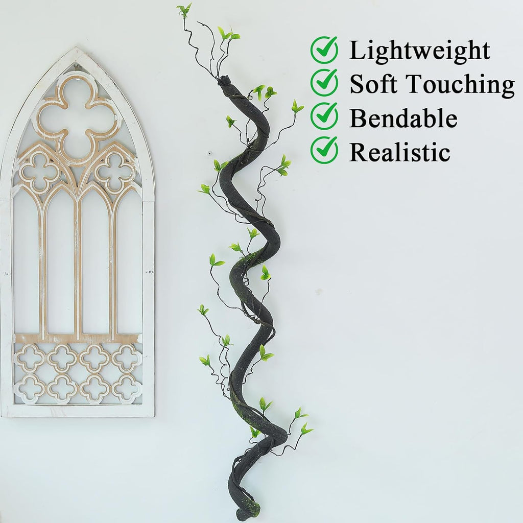 1Pcs Bendable 63in Artificial Wood Tree Trunk Fake Branches Moss Twigs Wall Hanging Ivy Vines Grapevines Greenery Garland For Halloween Creepy Craft Reptiles Cage Outdoor Garden Mantel Christmas Decor