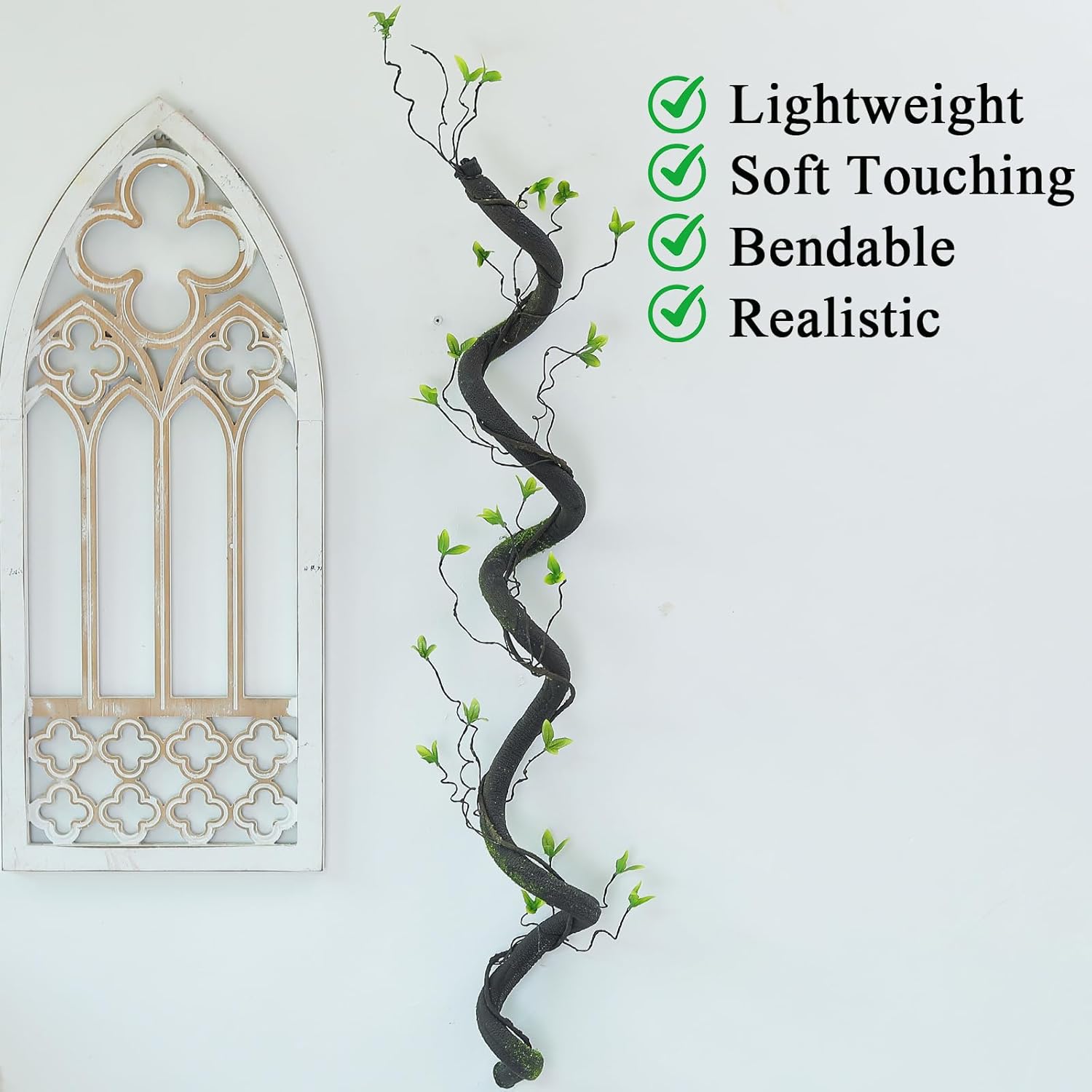 1Pcs Bendable 63in Artificial Wood Tree Trunk Fake Branches Moss Twigs Wall Hanging Ivy Vines Grapevines Greenery Garland For Halloween Creepy Craft Reptiles Cage Outdoor Garden Mantel Christmas Decor