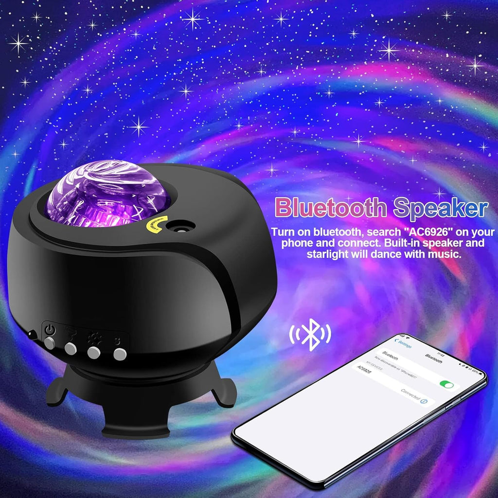 Larger Coverage Area Galaxy Projector,with Changing Galaxy Shapes Star Projector,Night Light with Bluetooth Speaker,White Noise,Gifts for Kids,Adults,Christmas,Birthday(Black)