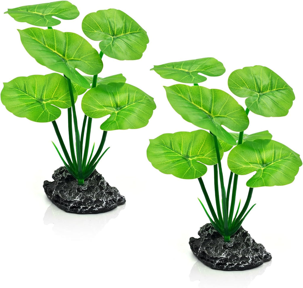 Artificial Fish Tank Decorations Plants, Aquarium Decor Plant Plastic Realistic Silk Plants for Fish Tank Leaf Pad Hammock for Small Tank, Goldfish, Reptiles
