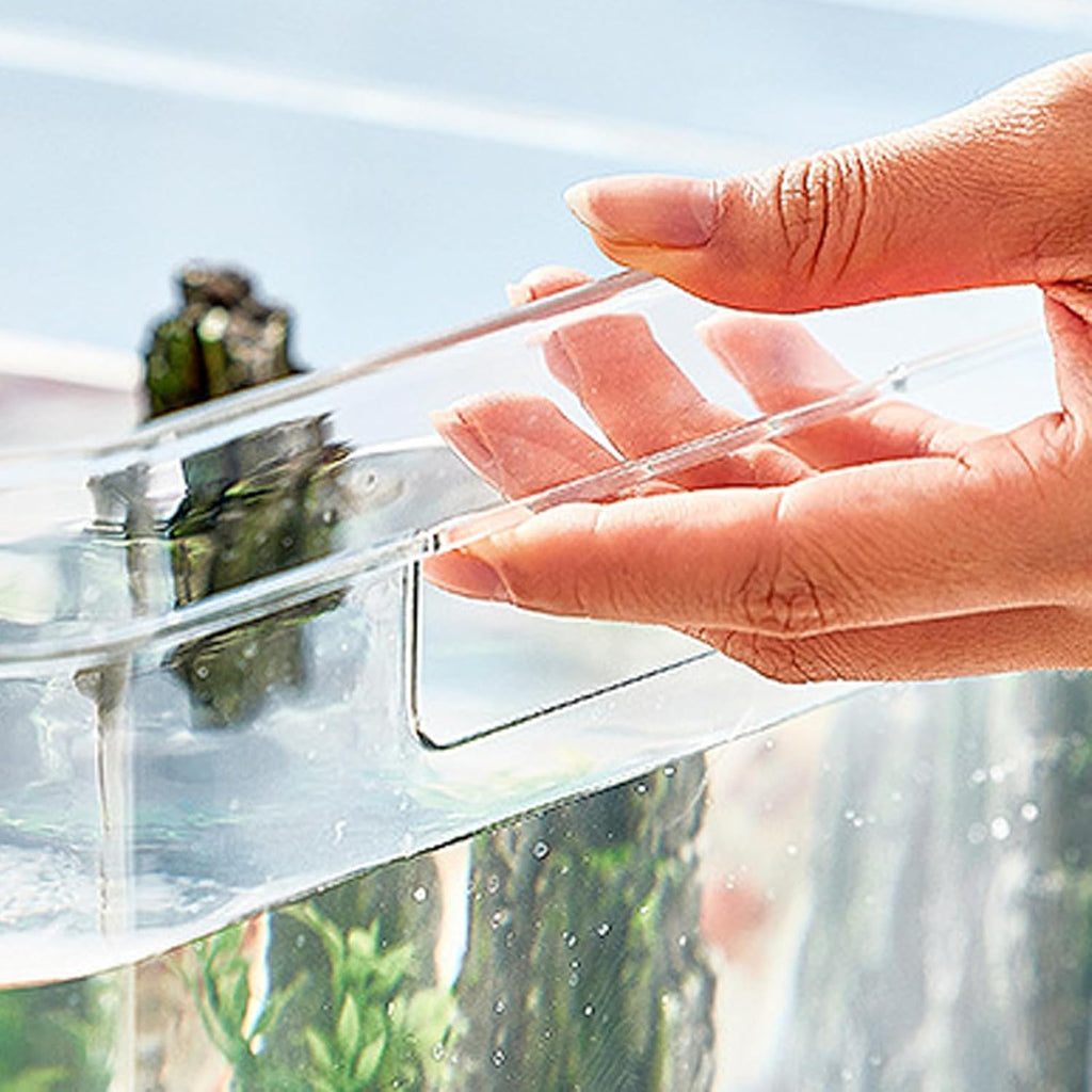 Zerodis Frameless Aquarium,360° Clear Visibility Rimless Fish with Handle Betta Nano Goldfish Snail Shrimp Cube for Household DIY Living Room (Tetragonum Large)