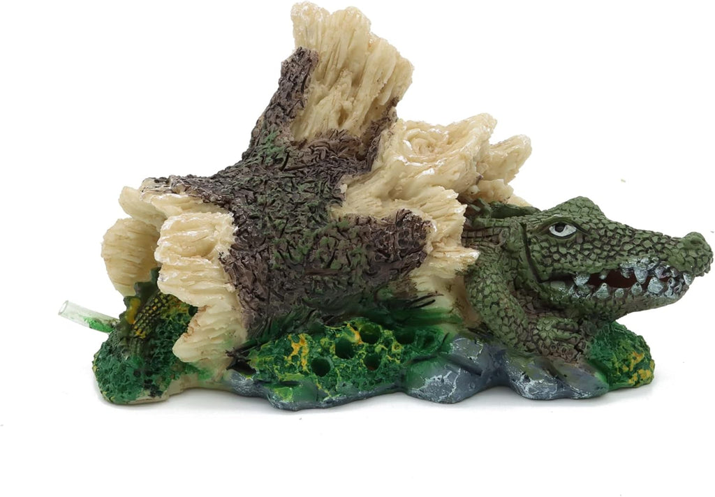 Aquarium Air Bubbler Decorations,Air Bubbler Decor Ornament for Fish Tank (Alligator)
