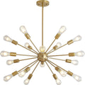 Mid-Century Sputnik Chandeliers 18-Lights, Modern Semi Flush Mount Ceiling Light Fixture Industrial Retro Hanging Lamps for Kitchen Living Room Dining Bedroom Corridor, Gold（Bulb Not Included）