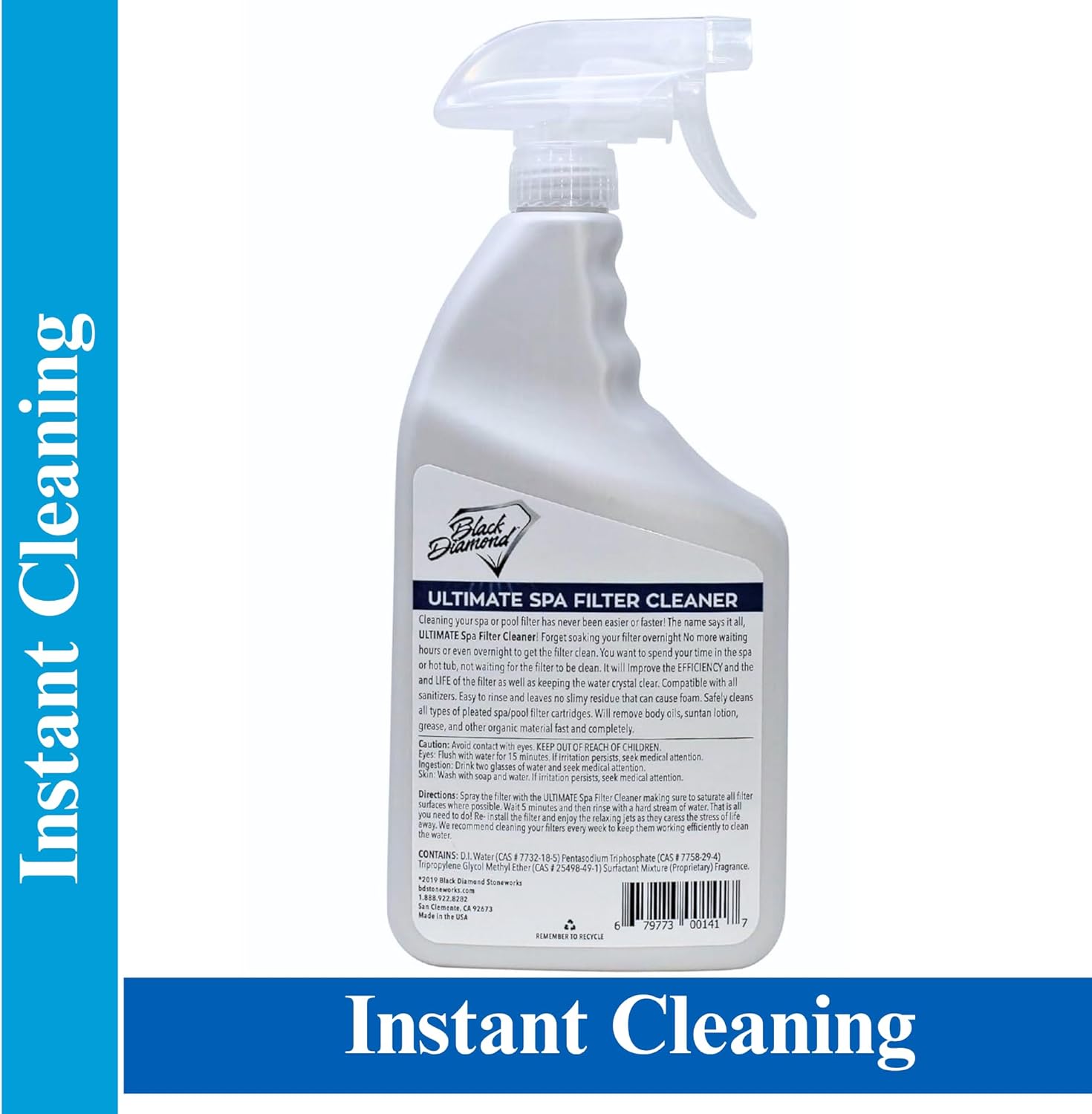 Black Diamond Stoneworks Ultimate Spa Filter Cleaner Fast-Acting Spray. Instant Clean for Hot Tub & Pool Filters Leaving Behind no Sticky Residue. Prolongs Filter Life and Pool Equipment. No Soaking
